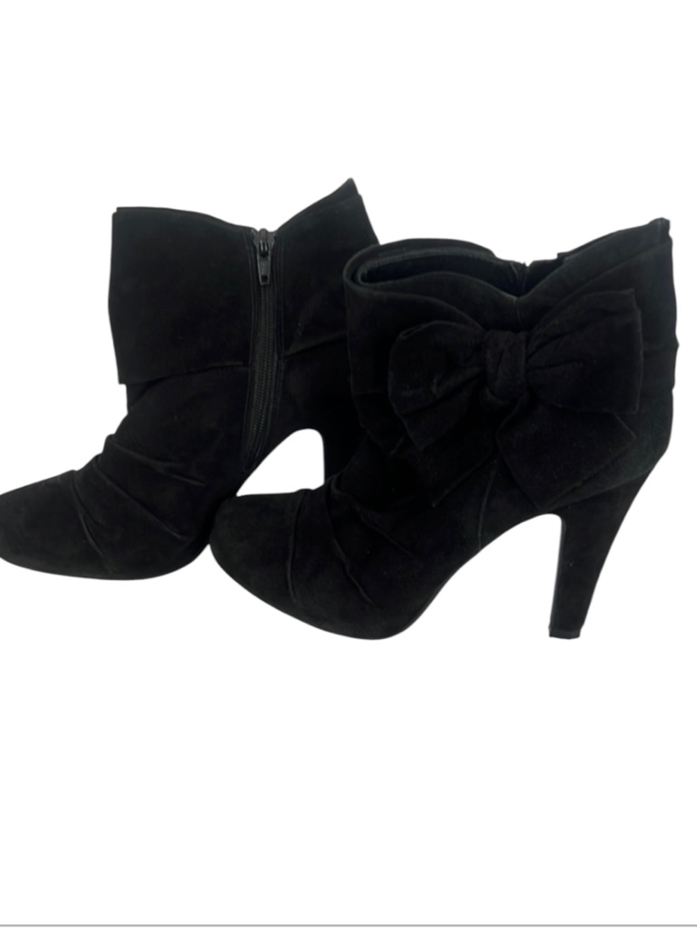 Gianni Bini Black Suede Boots Side Bow Size 8